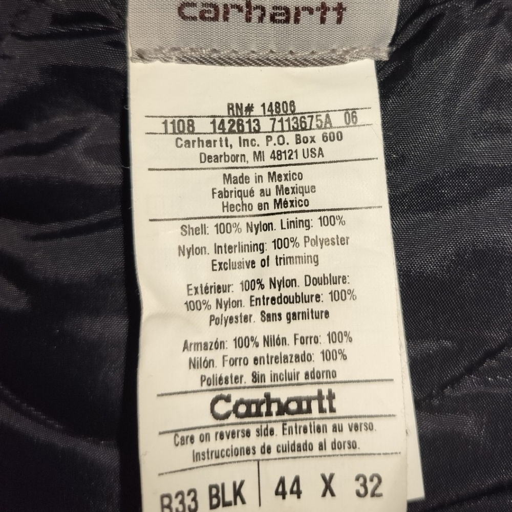 Carhartt Black Insulated Biberalls Bib/Overalls - Picture 3 of 4